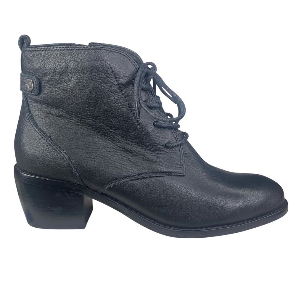 Carmela Women’s Black Leather Moto Ankle Boot Size 38 US 7/7.5